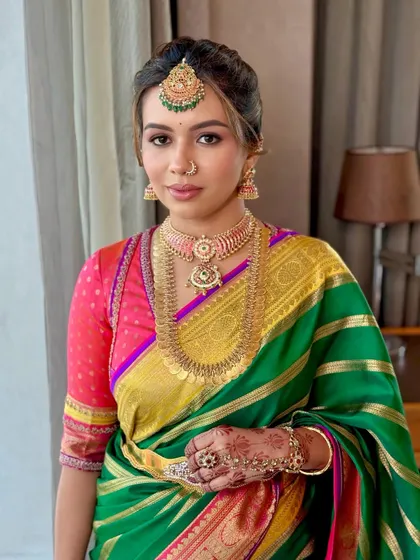 A final, stunning portrait of Deeksha, capturing the essence of a modern South Indian bride.