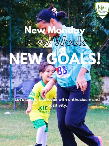 New Monday, new week, new goals. A coach guides one of our youngest players, making learning fun and engaging.