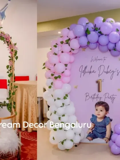 A unique butterfly-themed cake cradle. This beautiful prop is perfect for a naming ceremony or first birthday celebration.