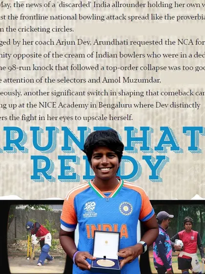 This article highlights Arundhati's journey and comeback, noting how her training at our academy was a significant part of her fight to upscale her game and get back into the Indian team.