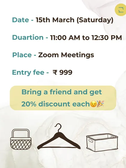 Here are the details for one of my past online workshops, including the date, time, and a special discount for friends who join together.