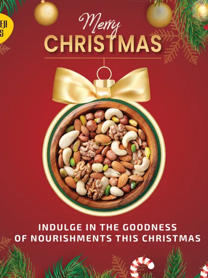 Indulge in the goodness of nourishment this Christmas. This festive ornament filled with my premium mixed nuts is a perfect symbol of a healthy celebration.