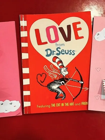 Love from Dr. Seuss and The Reading Room! For Valentine's Day, we read stories about love and friendship and made these beautiful pop-up cards.