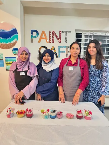 This group of ladies attended a weekend workshop and left with a beautiful collection of handmade candles.