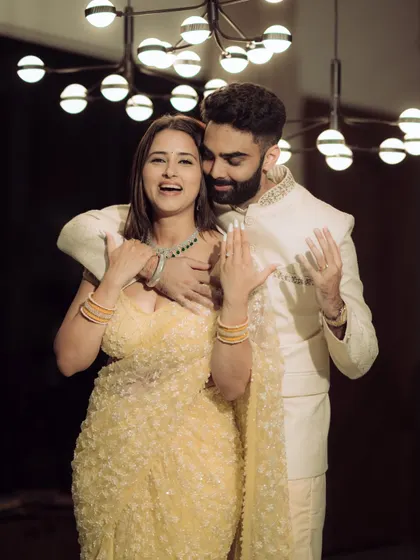 A playful and romantic moment from a vintage-themed engagement shoot in Mumbai. I love working with couples to create a unique concept.