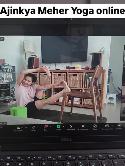 Ajinkya Meher Yoga online. A snapshot of our community practicing together from their homes, connected through the screen.