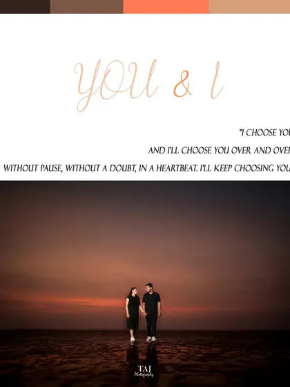 A silhouette against the fiery sunset over the water. This dramatic shot captures the promise of a shared future, with the couple standing together as one day ends and their new life begins.