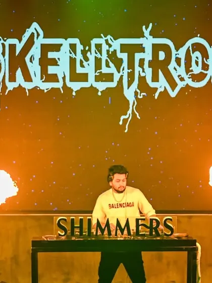 My 'Skelltron' branding lit up in flames on the screen, with real fire cannons adding to the effect.