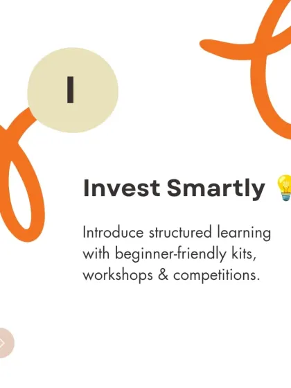 "Invest Smartly" is a key part of our P.I.E. plan. We introduce structured learning with beginner-friendly kits, workshops, and competitions.