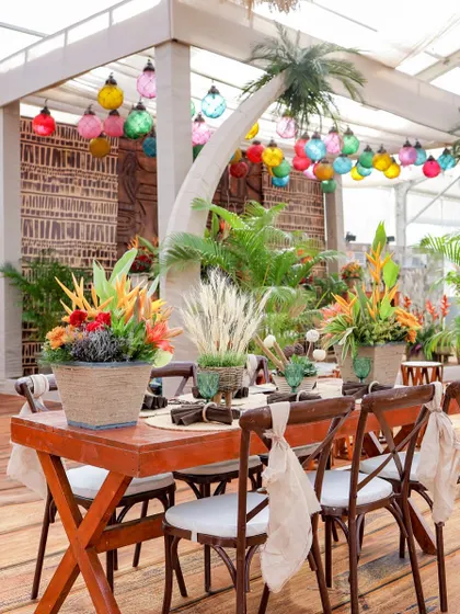 A duplicate of image 241, showing the vibrant and lush dining table setup.