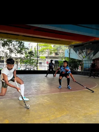 An intense moment from one of our Sunday practice games. Our junior players learn to handle pressure, control the ball while on the move, and develop their field hockey game sense in a competitive setting.