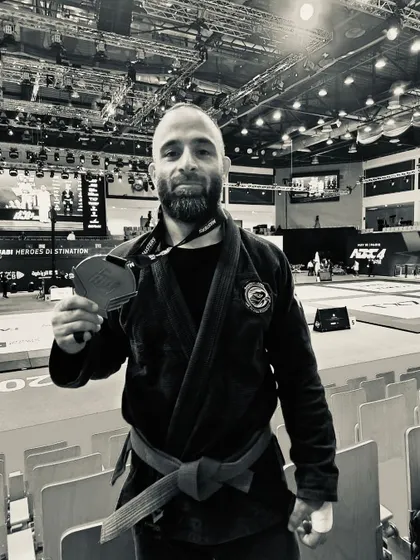 This is our champ and champ maker, Syed Rufaid Qadri. He recently ranked 5th in the world and holds a BJJ Purple Belt. His knowledge of grappling is world-class.