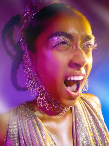 Capturing raw emotion within a high-concept beauty look. This shows the model's range and ability to express themselves.