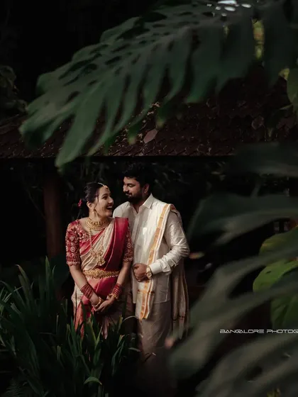 An extensive collection from a post-wedding shoot at the Livingreen Studio. Each image captures the couple's loving connection in a serene, natural environment.
