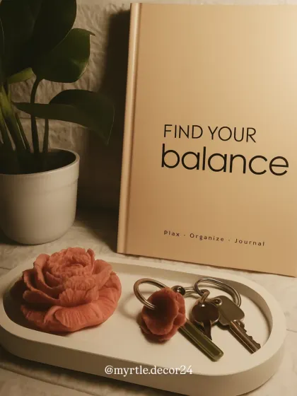 Find your balance with pieces that help you stay organized. Our oval trinket tray is shown here with a peony aroma diffuser and keys, creating a calm corner.
