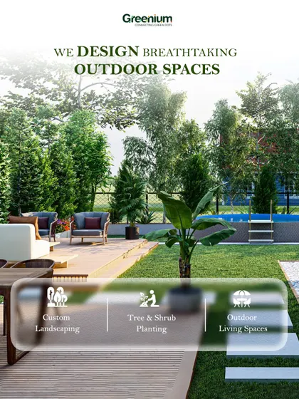I design breathtaking outdoor spaces that blend nature, luxury, and functionality. This image showcases some of my custom landscaping services, including tree planting and creating outdoor living spaces.