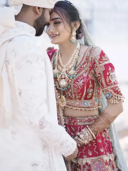 An intimate moment between the bride and groom. My goal is to create makeup that feels so light and natural that you can forget it's there and just be present in these beautiful moments.