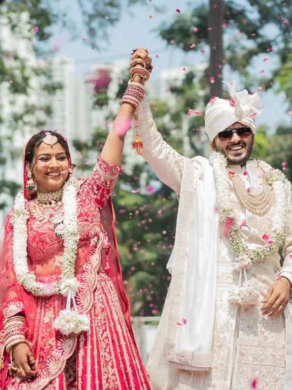 Pure celebration! This photo captures the joy of the moment, and Shikha's makeup looks just as fresh and vibrant as when we started.