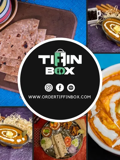 A collage showcasing the colorful melange of our offerings. From creamy Paneer Butter Masala and Dal Makhani to our complete tiffin thalis, we have a wide variety of North Indian food to choose from.