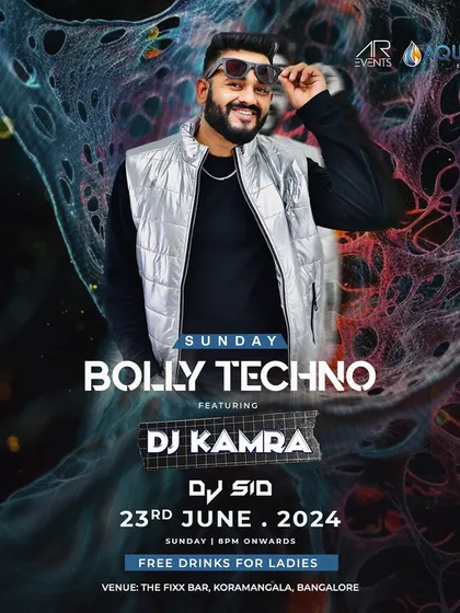 Announcing a 'Bolly Techno' night at The Fixx. This showcases my unique blend of genres.