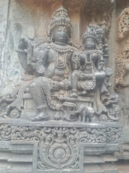 A beautiful sculpture of Lakshmi Narayana on the temple walls. The detail in these carvings is extraordinary.