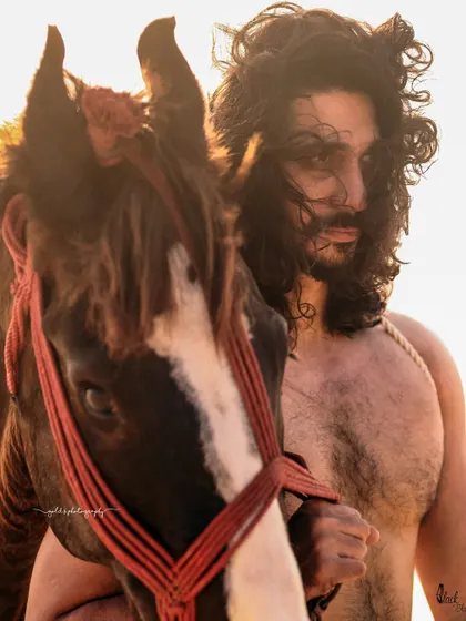 An extensive editorial series of a male model with a horse on the beach. I used a mix of color and black and white, along with varied poses, to create a powerful narrative of untamed strength and freedom.