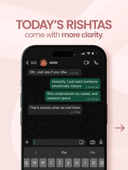 "Honestly, I just want someone emotionally mature, who understands my career and respects space." Today's rishtas come with more clarity, focusing on what truly matters for a compatible partnership.