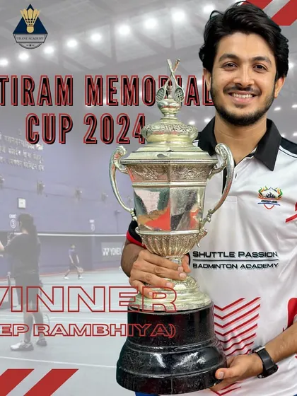 Deep Rambhiya holding the winner's trophy for the Motiram Memorial Cup 2024.