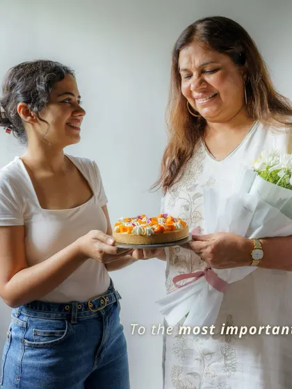 A heartwarming moment of gifting our special mango tart for Mother's Day. Our desserts are made for creating sweet memories.