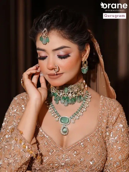 A close up shot focusing on the flawless eye makeup and glowing skin. I teach techniques like cut crease and blending to create depth and elegance, essential skills for any professional makeup artist.