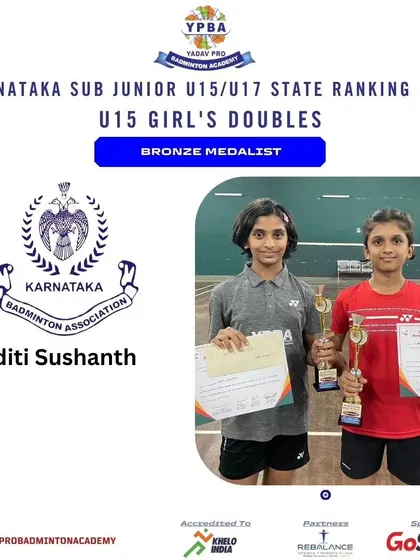 These posters highlight the consistent success of my junior and sub-junior players across various state-level tournaments in Karnataka, Tamil Nadu, and Assam, showcasing their achievements in singles and doubles categories.