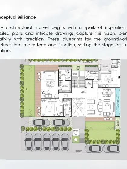 A detailed floor plan showcasing my approach to conceptual brilliance. The blueprint lays the groundwork for a structure that marries form and function, with precise layouts for parking, living spaces, and outdoor areas.