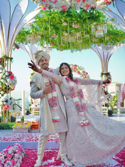 Just married and ready to take on the world! The energy and happiness in this shot are absolutely contagious.