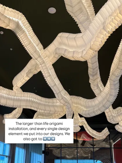 A close-up of the finished origami installation, a testament to the countless hours of design and execution that went into every single detail of this project.