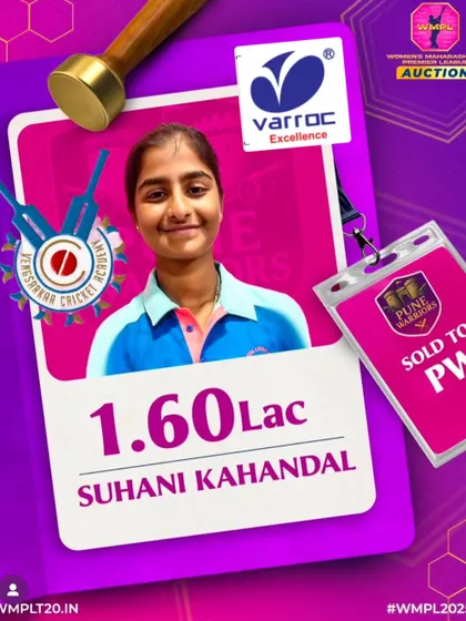 Suhani Kahandal's selection for a significant sum shows the value teams place on players trained at our academy.