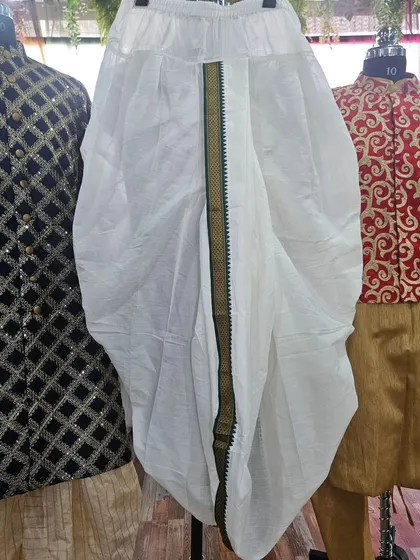 We also rent traditional dhotis for men, perfect for creating an authentic ethnic look for photoshoots or functions.