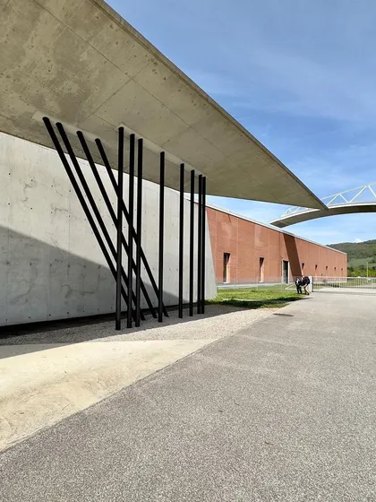 Another view of the Vitra Fire Station, highlighting the dynamic relationship between its concrete planes.