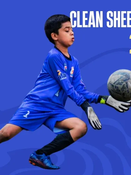 Celebrating the 2 clean sheets achieved by our Under-9 goalkeeper during the league.