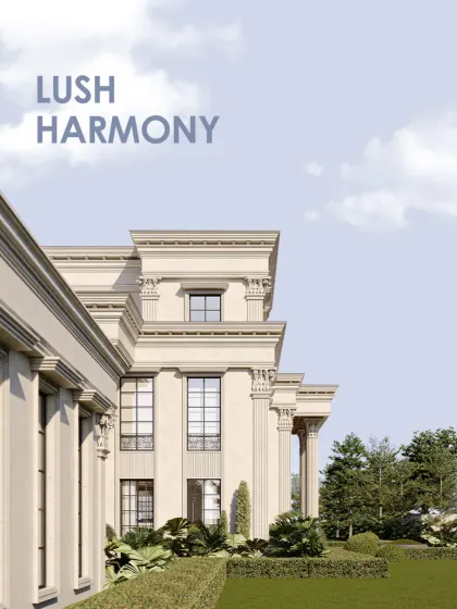This facade reflects a deliberate interplay of vertical precision and organic calm. Every cornice, column, and contour finds balance in the surrounding landscape, offering a moment of spatial stillness and compositional clarity.