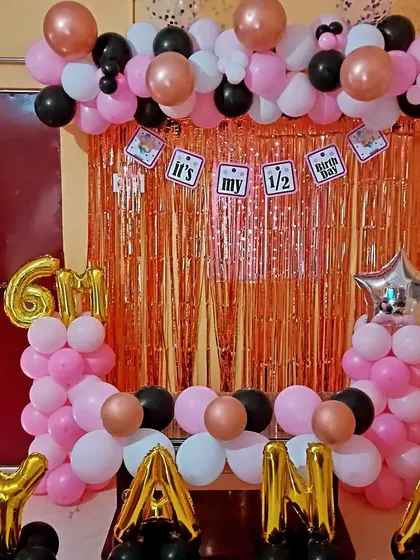 Another angle of the 6-month birthday decoration.