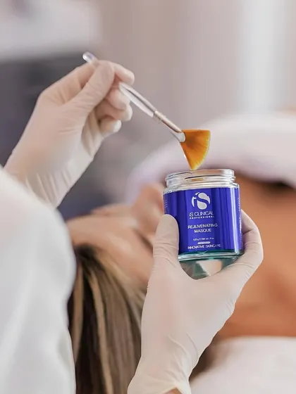 The iS Clinical Rejuvenating Masque, a key component of the Fire & Ice facial. This is the "Ice" part, a cooling and hydrating treatment that leaves skin invigorated.