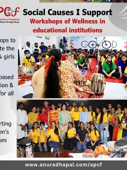 Through my foundation, APCF, I conduct 'Workshops of Wellness' in schools and colleges. Here, you can see me using music and rhythm to motivate youth, promote value-based education, and support women's causes.