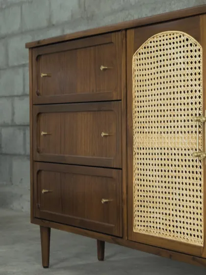 A detailed look at the Ballygunge Console Series, showcasing the fine craftsmanship, brass hardware, and versatile configurations we can create for bespoke storage units like credenzas, TV consoles, and sideboards.