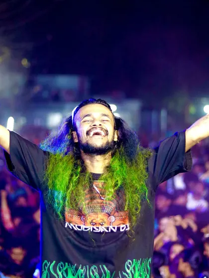 A shot of me feeling the energy from the crowd. My goal is always to create a shared experience, where my joy on stage is reflected by everyone on the dance floor.