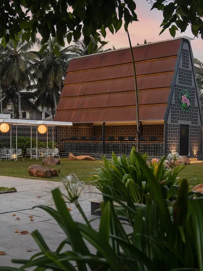 A quiet corner of our garden, perfect for watching the sky change colors. The mix of modern architecture and nature is what makes this place special.
