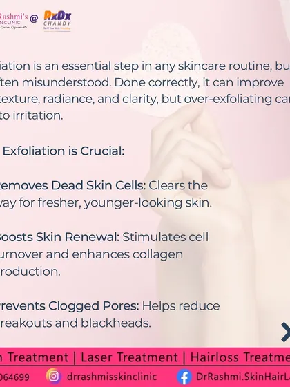 Exfoliation is crucial because it removes dead skin cells, which clears the way for fresher skin. It also boosts skin renewal by stimulating cell turnover and prevents clogged pores, which helps reduce breakouts and blackheads.