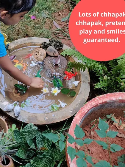 From observing flowers and bugs to playing with our miniature pond, every day is an opportunity to connect with the natural world. These activities are central to our curriculum, encouraging observation and a love for nature.