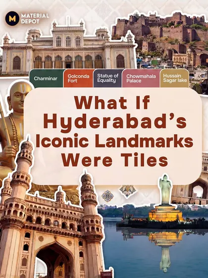 What if Hyderabad's iconic landmarks were tiles? This series imagines the city's soul on your floor, turning its famous architecture and culture into beautiful tile patterns.