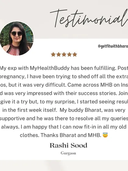 Rashi was struggling with postpartum weight and was impressed by the success stories. She started seeing results in the first week and was happy to fit back into her old clothes.