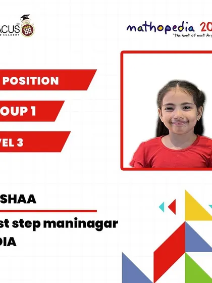 Prishaa from Maninagar, India, a proud 1st Position winner.